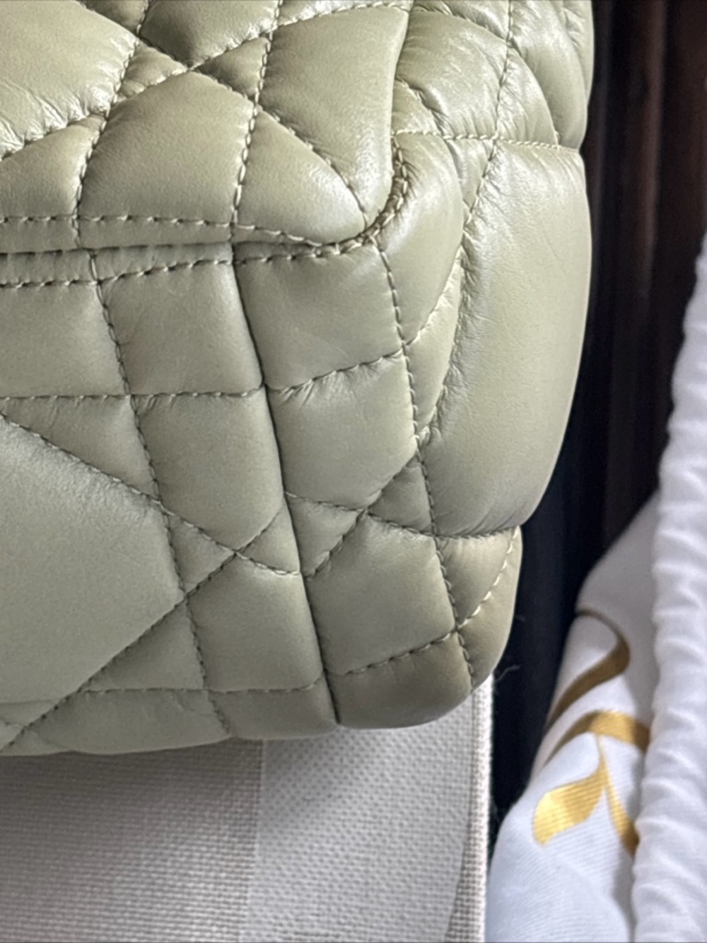 Dior Quilted Crossbody medium Bag in Sage Green with Gold CD Accent - Picture 4 of 13